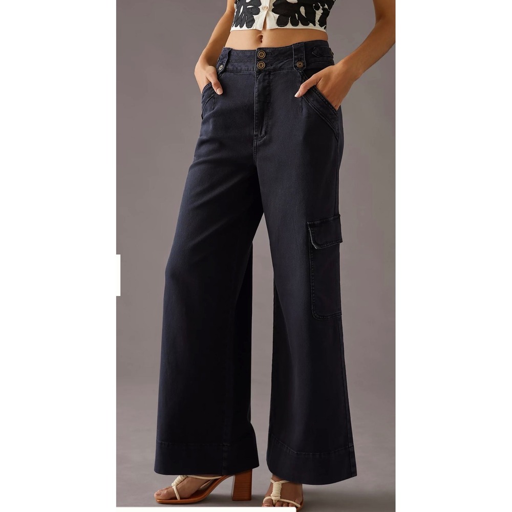 Pilcro The High Wide Stretch Pants 29 Wide Leg Cargo Anthropologie